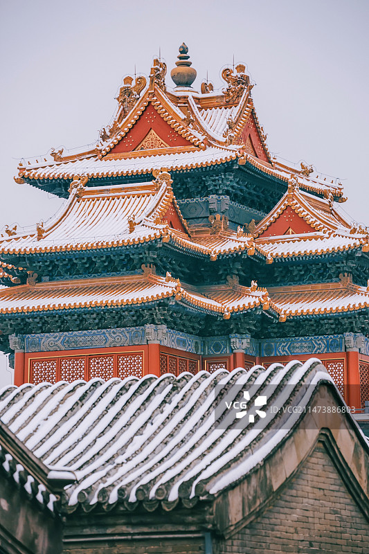 雪中故宫的角楼图片素材
