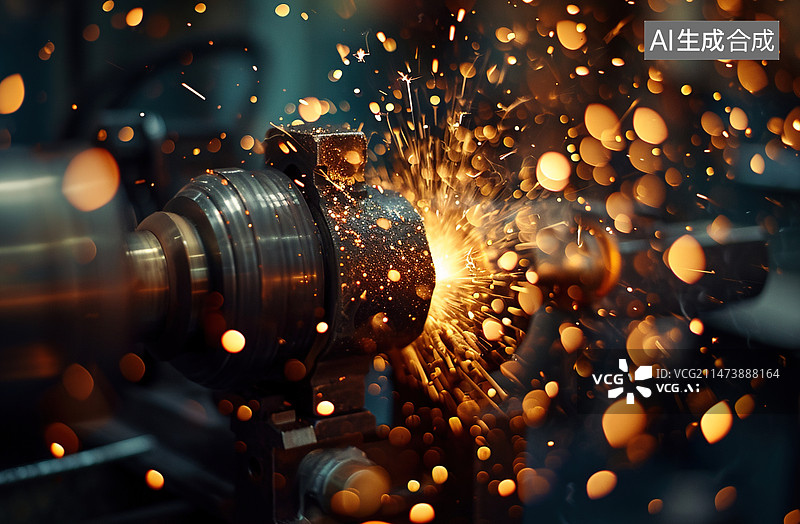 【AI数字艺术】数控激光金属切割现代工业技术数控激光光学用于控制材料或产生激光束。图片素材