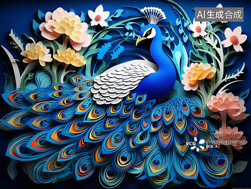 【AI数字艺术】孔雀图片素材
