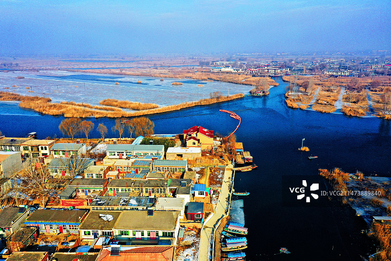 华北明珠白洋淀邵庄子村图片素材