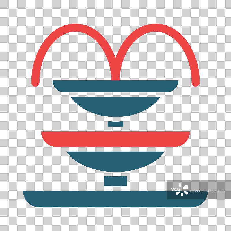 个人和喷泉字形双色图标图片素材