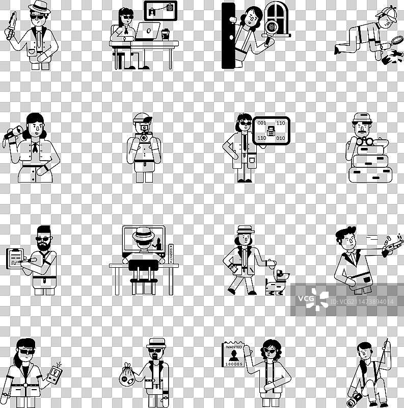 私家侦探字形角色包图片素材