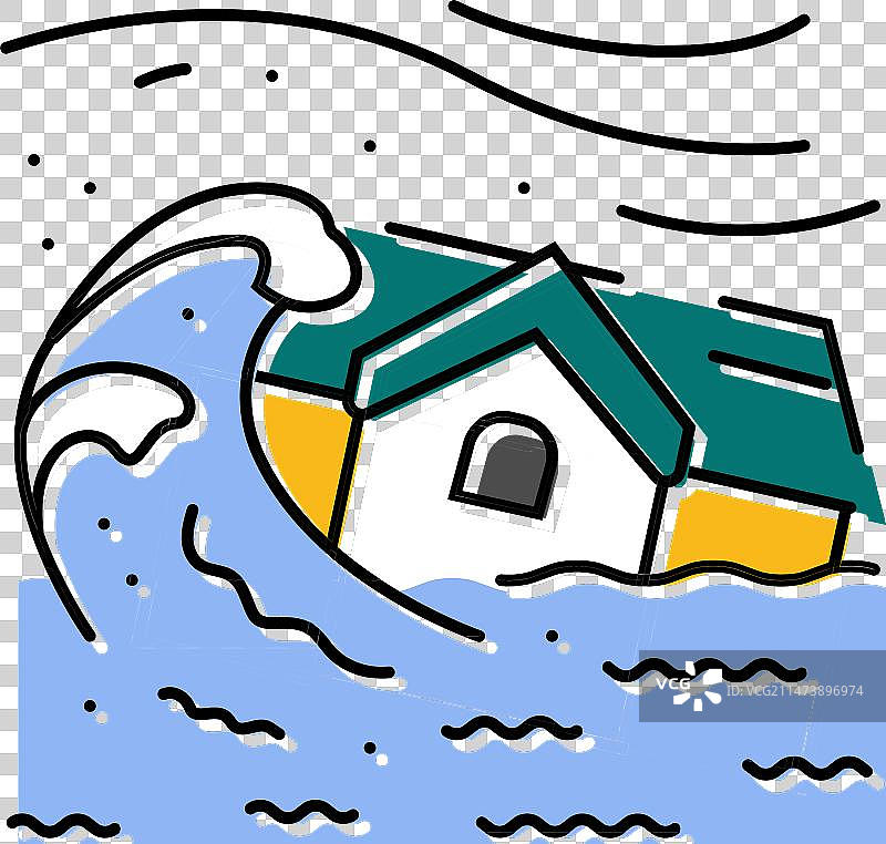 风暴洪水灾害彩色图标图片素材