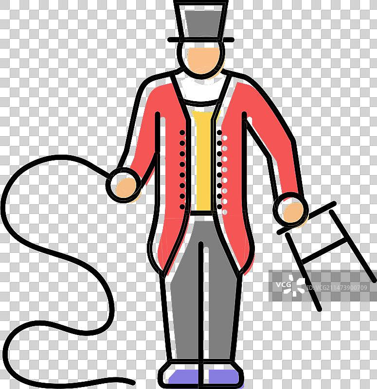 驯狮师嘉年华复古表演彩色图标图片素材