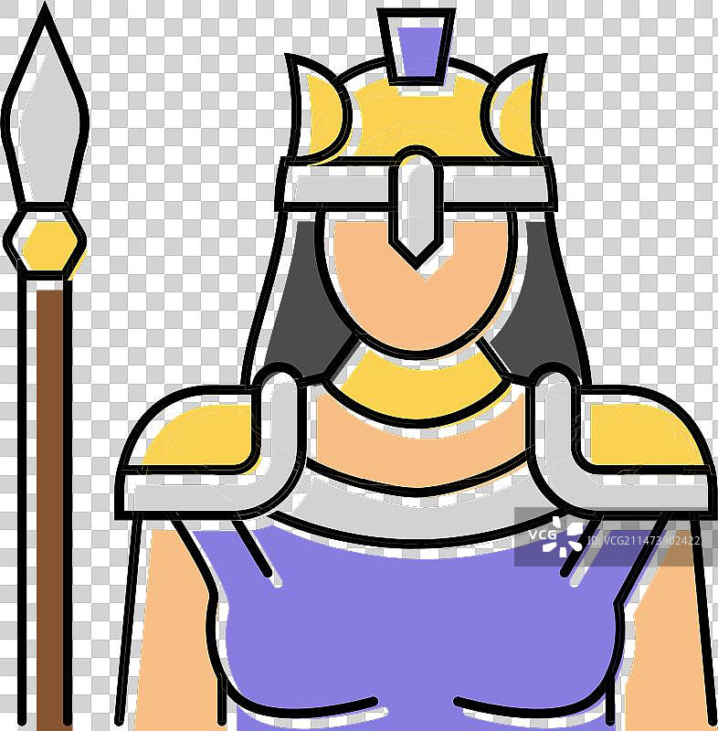 雅典娜希腊神话彩色图标图片素材