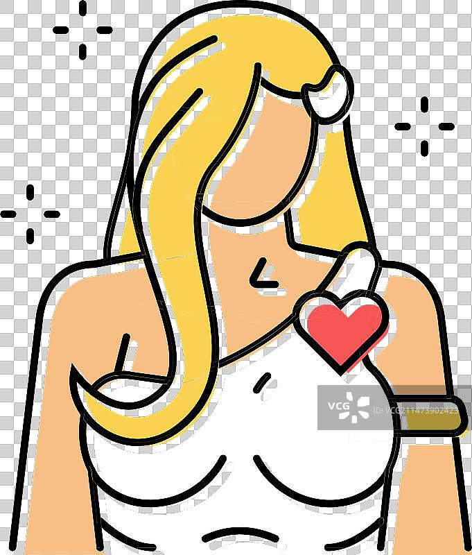 阿芙洛狄忒希腊神话彩色图标图片素材