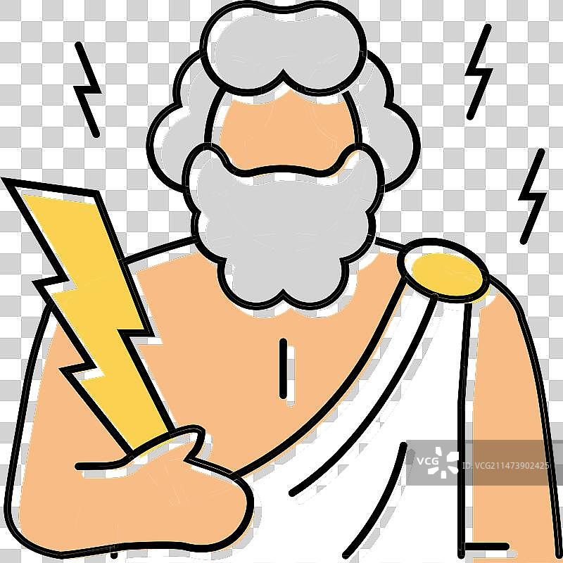 宙斯希腊神话彩色图标图片素材