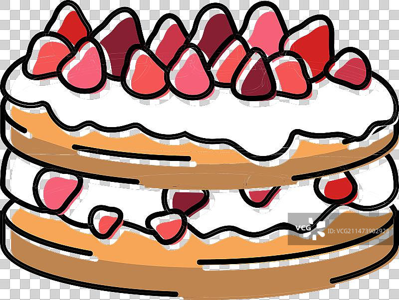 草莓松饼甜点美食彩色图标图片素材