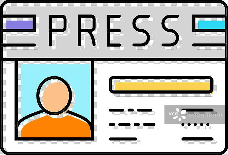 新闻媒体记者证彩色图标图片素材