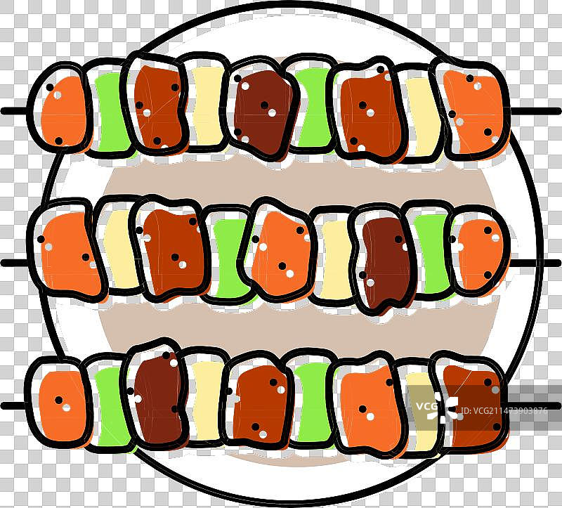 彩色烤鸡肉串日式食物图标图片素材