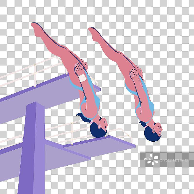 奥运会女子双人十米跳台跳水免抠图人像图片素材