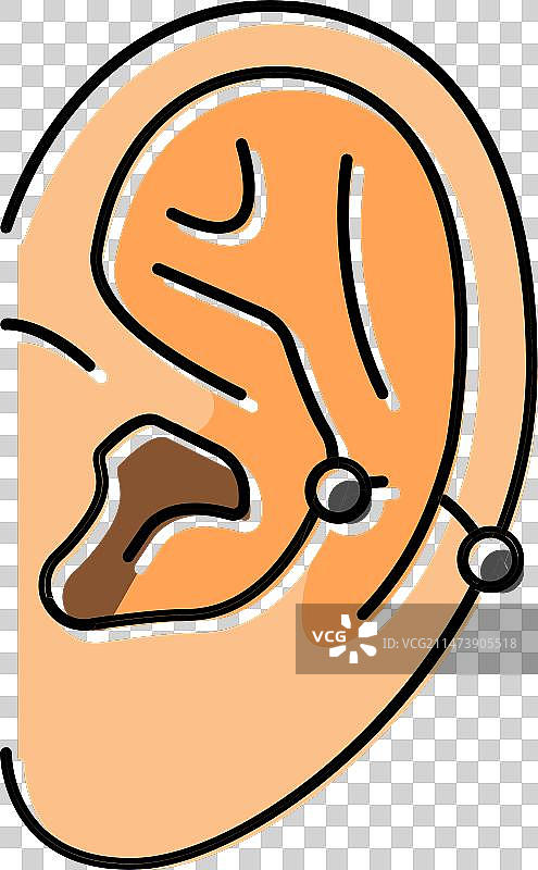 耳廓外缘耳钉彩色图标图片素材