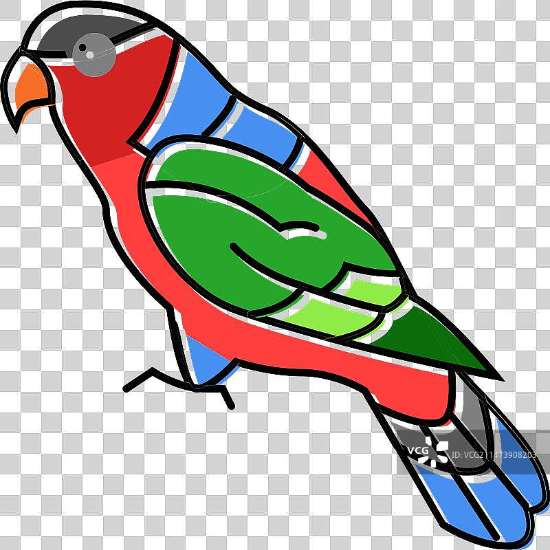 黑帽鹦鹉彩色图标图片素材