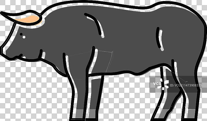 站立的公牛动物彩色图标图片素材