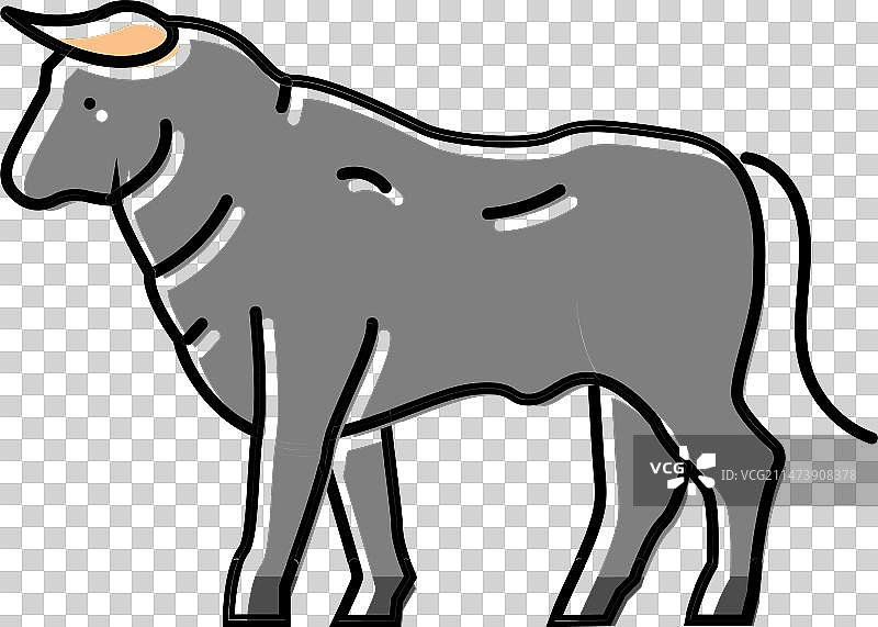 站立的公牛动物彩色图标图片素材