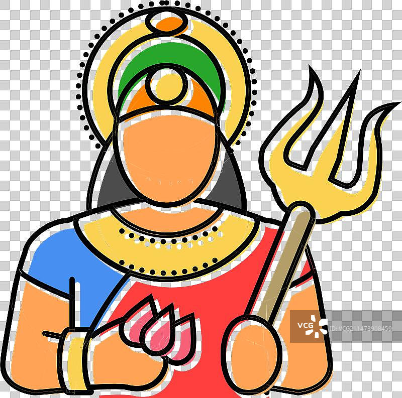 杜尔迦三叉戟彩色图标图片素材