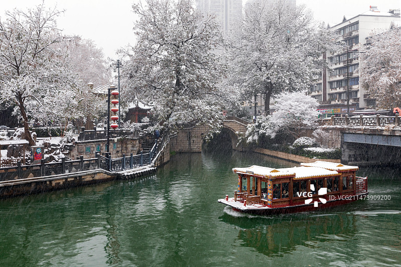 南京下雪的样子-桃叶渡图片素材