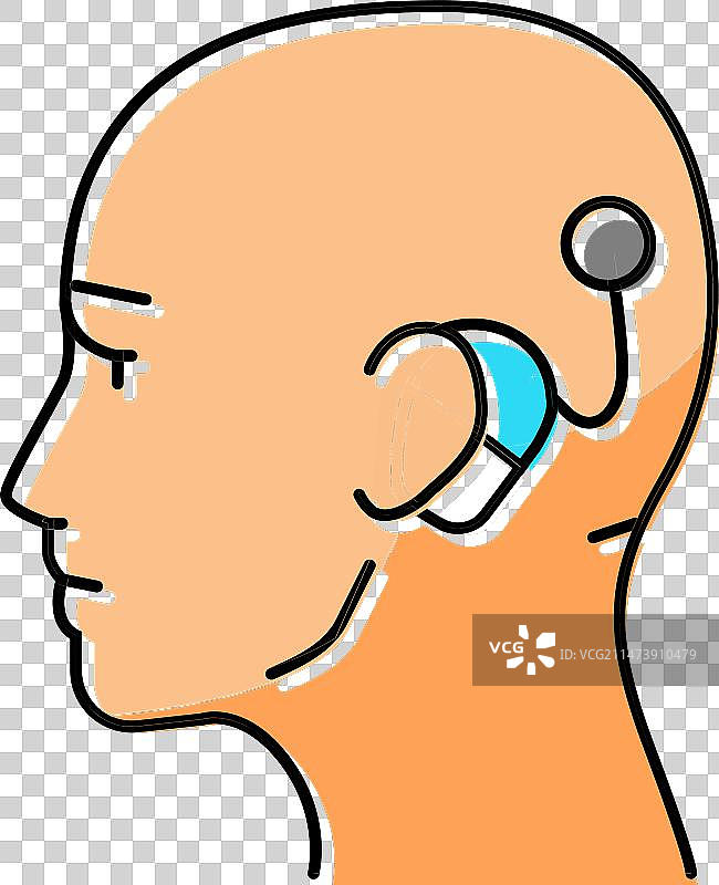 人工耳蜗植入听力学家彩色图标图片素材