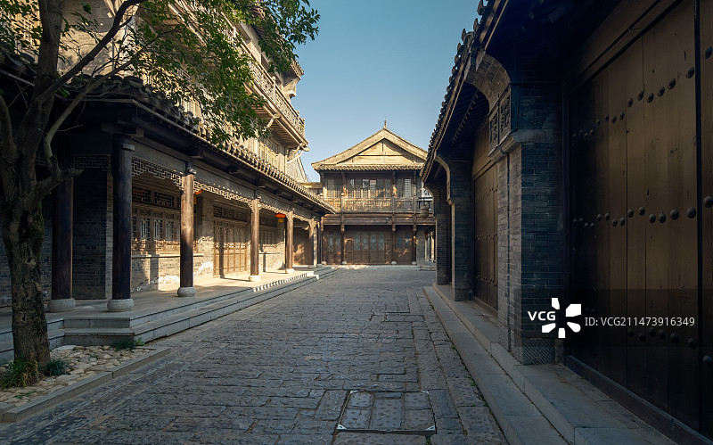 山东枣庄台儿庄古城运河街美食街图片素材