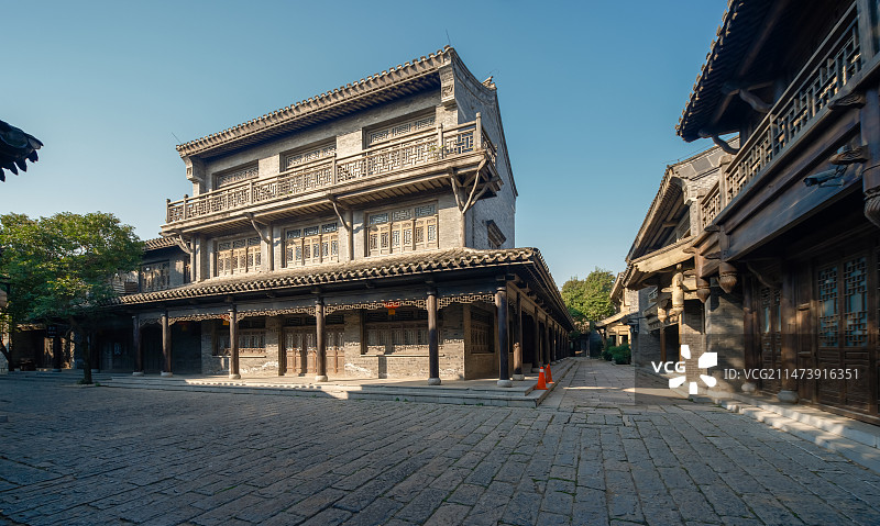 山东枣庄台儿庄古城运河街美食街图片素材