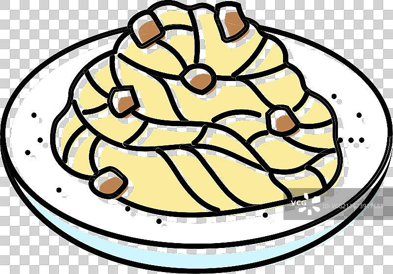 奶油培根意大利面美食彩色图标图片素材