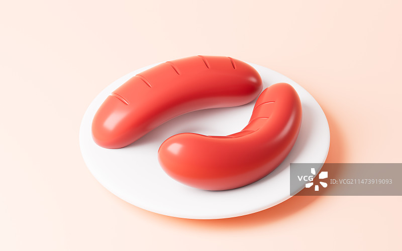 卡通烤肠香肠3D渲染图片素材