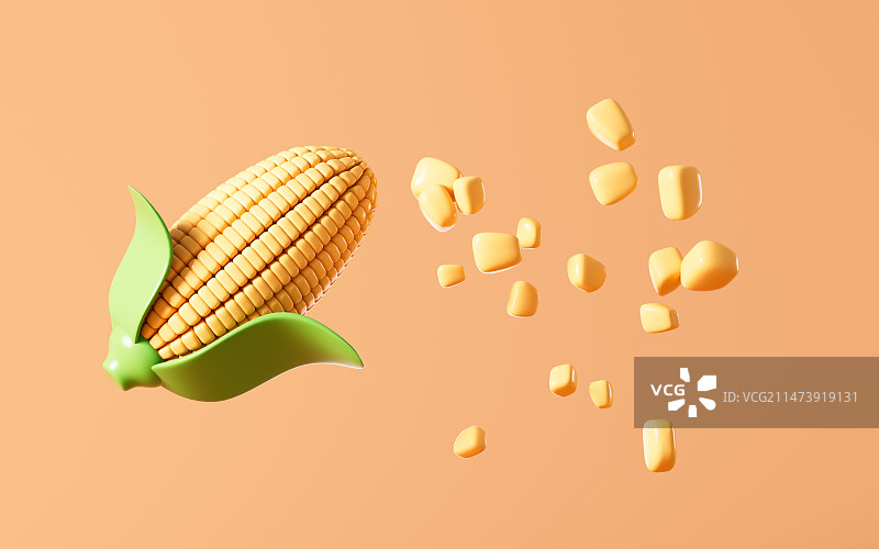 卡通玉米模型3D渲染图片素材