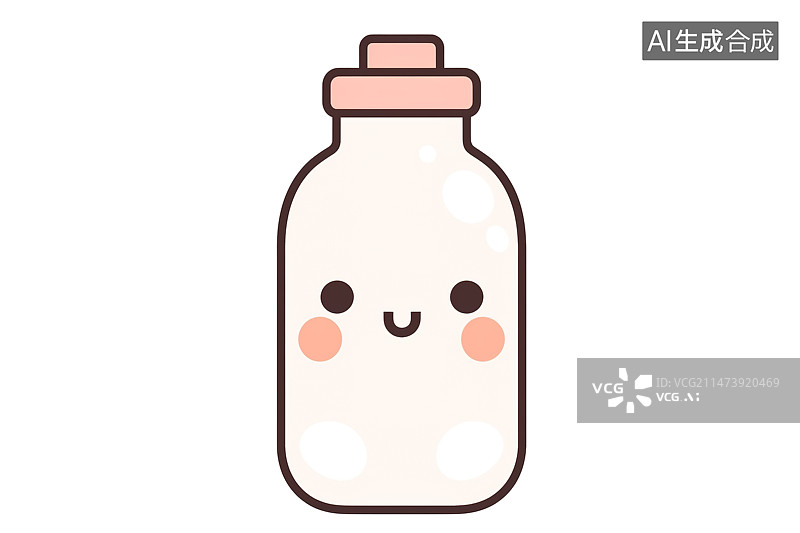 【AI数字艺术】奶瓶元素卡通插画白色背景图片素材