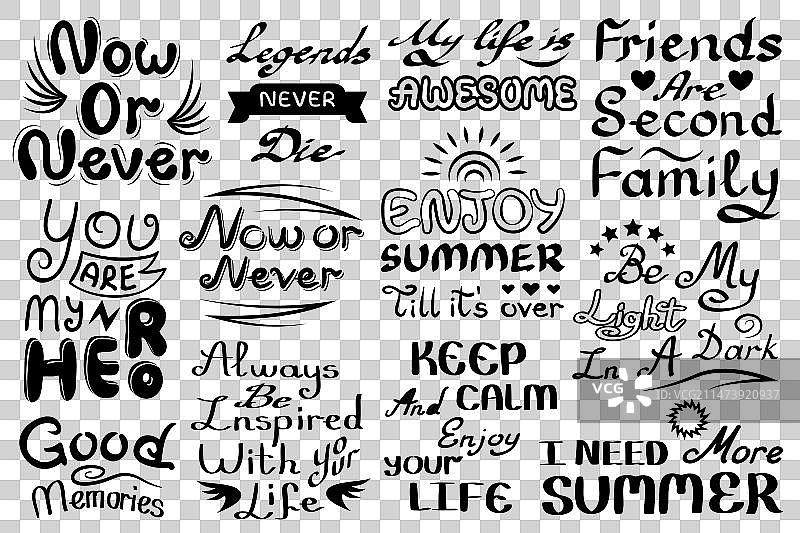 现代手写字母语录图片素材