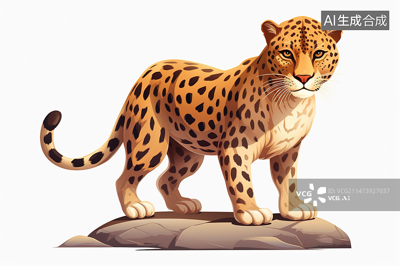 【AI数字艺术】美洲豹插画白色背景图片素材