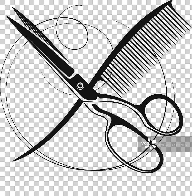 独特的剪刀和梳子发型师设计图片素材