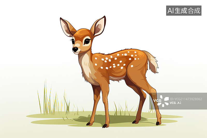 【AI数字艺术】梅花鹿插画白色背景图片素材