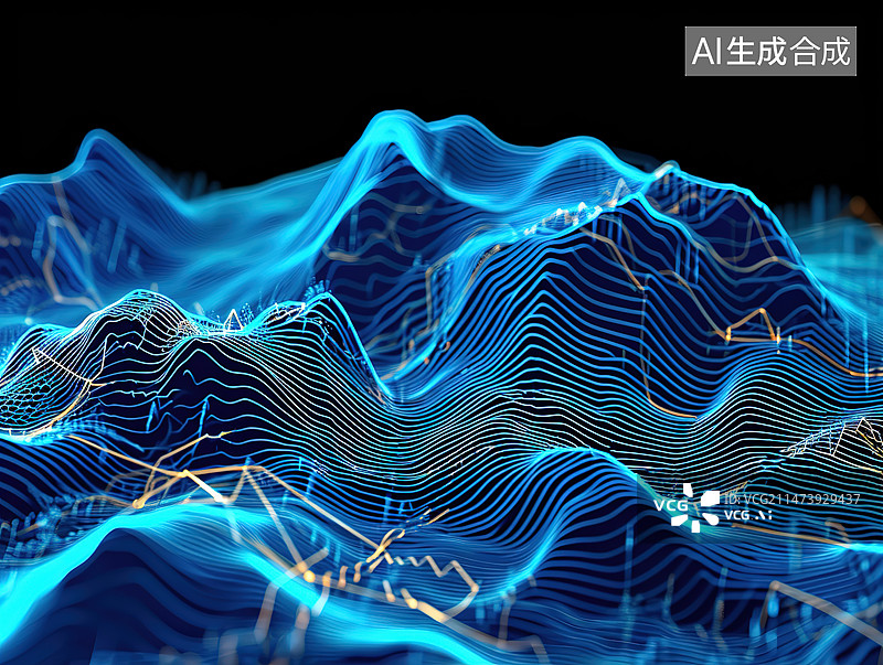 【AI数字艺术】虚拟的山体等高线和海拔概念科技背景图图片素材