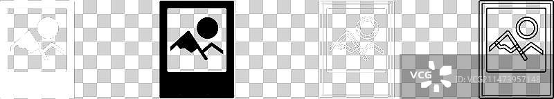 照片合集：黑白背景上的独立相框图标图片素材