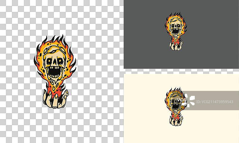 头骨和火焰吉祥物设计图片素材