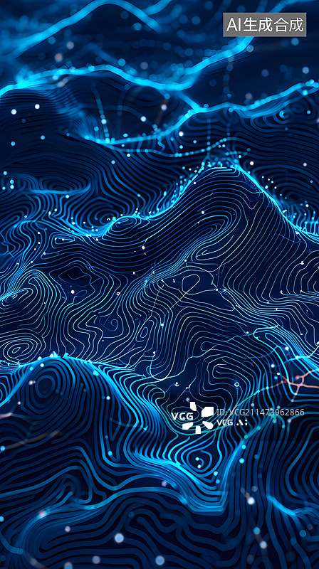 【AI数字艺术】等高线海拔科技背景图片素材