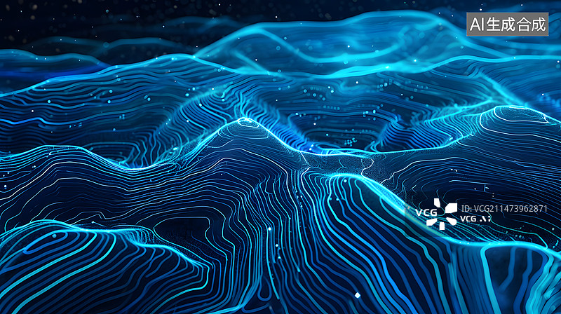 【AI数字艺术】等高线海拔科技背景图片素材