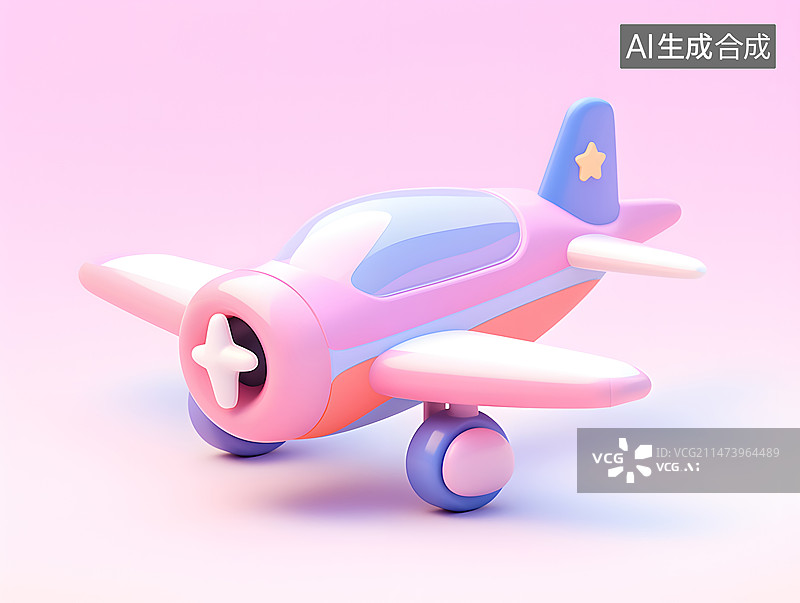 【AI数字艺术】3D卡通可爱小飞机图片素材