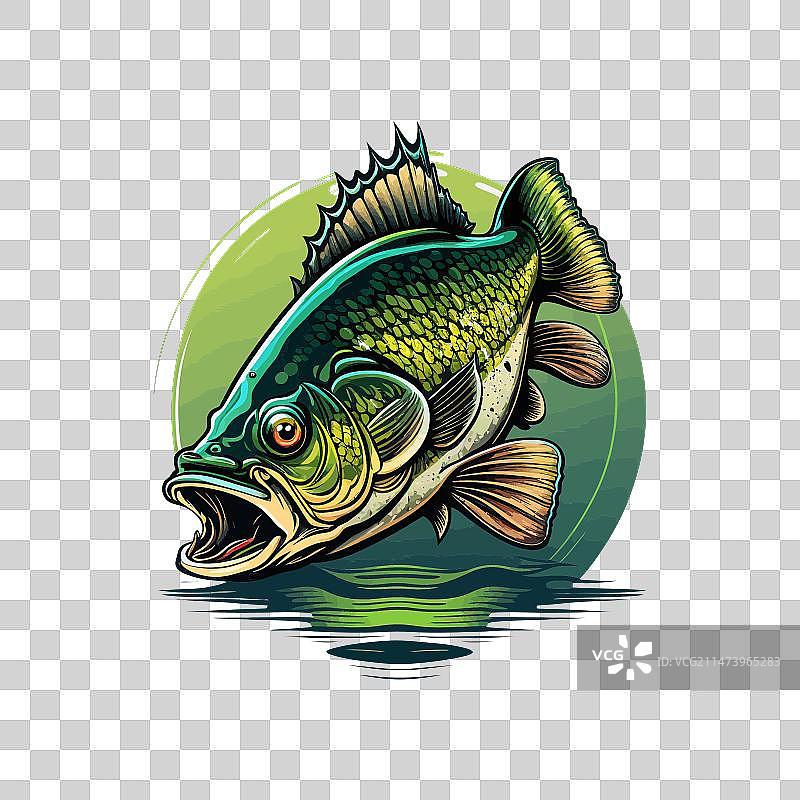 T恤上的卡通大鲈鱼图案图片素材