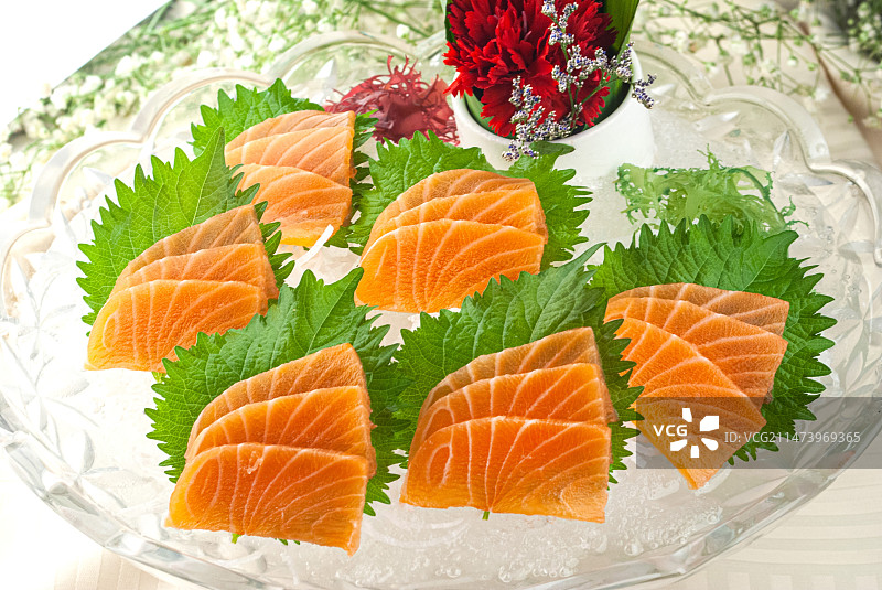 三文鱼刺身拼图片素材