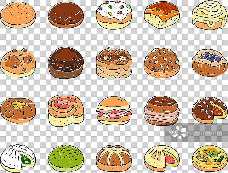 小圆面包食物餐食面包图标集图片素材