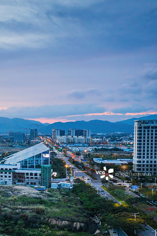 海南三亚崖州湾科技城夜景航拍图片素材
