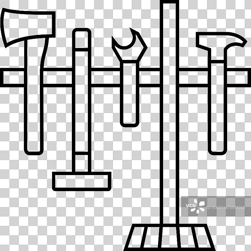 墙壁工具架车库工具线性图标图片素材