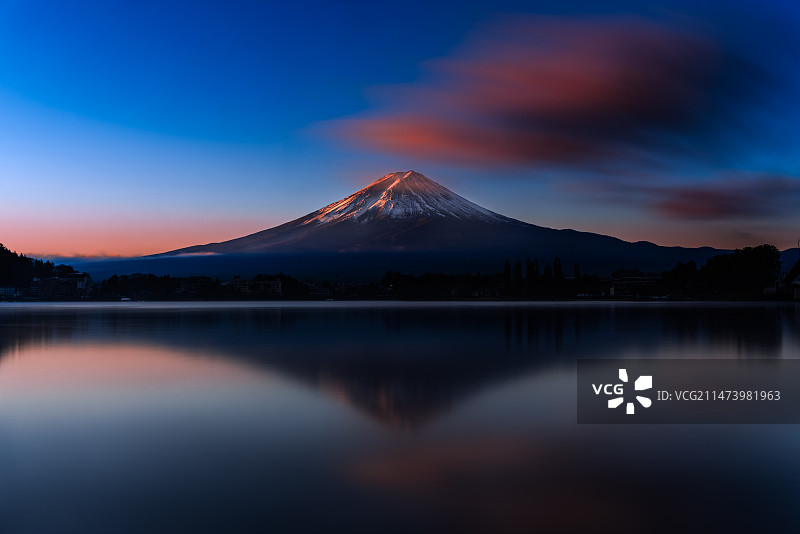 富士山河口湖日出图片素材
