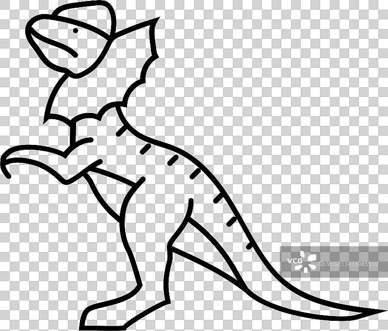 双脊龙恐龙动物线条图标图片素材