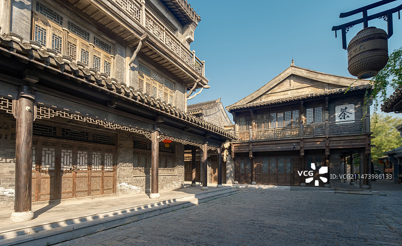 山东枣庄台儿庄古城运河街美食街图片素材