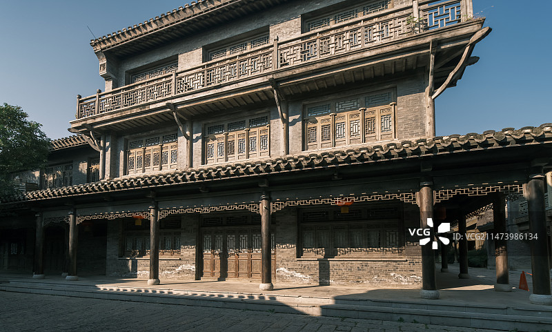 山东枣庄台儿庄古城运河街美食街图片素材