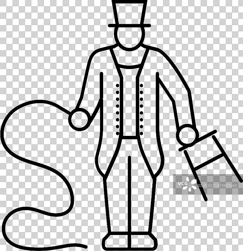 驯狮师嘉年华复古表演线性图标图片素材