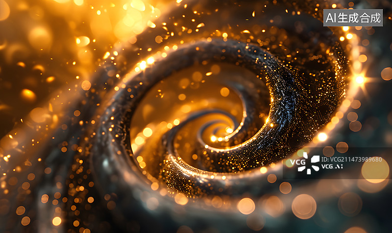 【AI数字艺术】金色模糊粒子漩涡图片素材