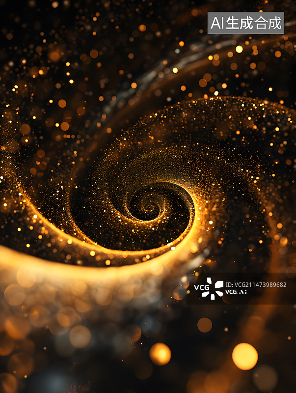 【AI数字艺术】金色模糊粒子漩涡图片素材